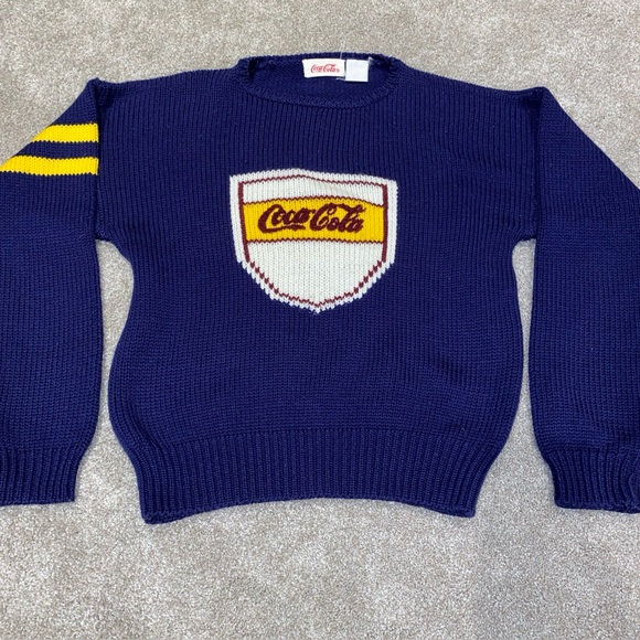 Coca Cola Sweaters - Vintage Coca - Cola Blue Sweater Unique‎ Rare